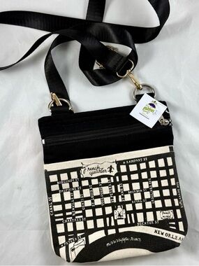 NWT French Quarter Map Crossbody Bag Purse. Travel Shopping The Parish Line